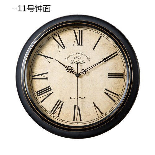Grande montre murale Vintage américaine Horloge murale en métal salon silencieux rétro Shabby Chic horloges Horloge murale idées: Style 3 / 14 pouce