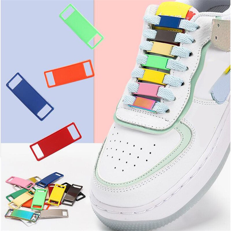 Cordones de zapatos con hebilla de Metal, accesorios de hebilla, bloqueo de encaje de Metal, Kits de zapatillas DIY, 2 unids/par