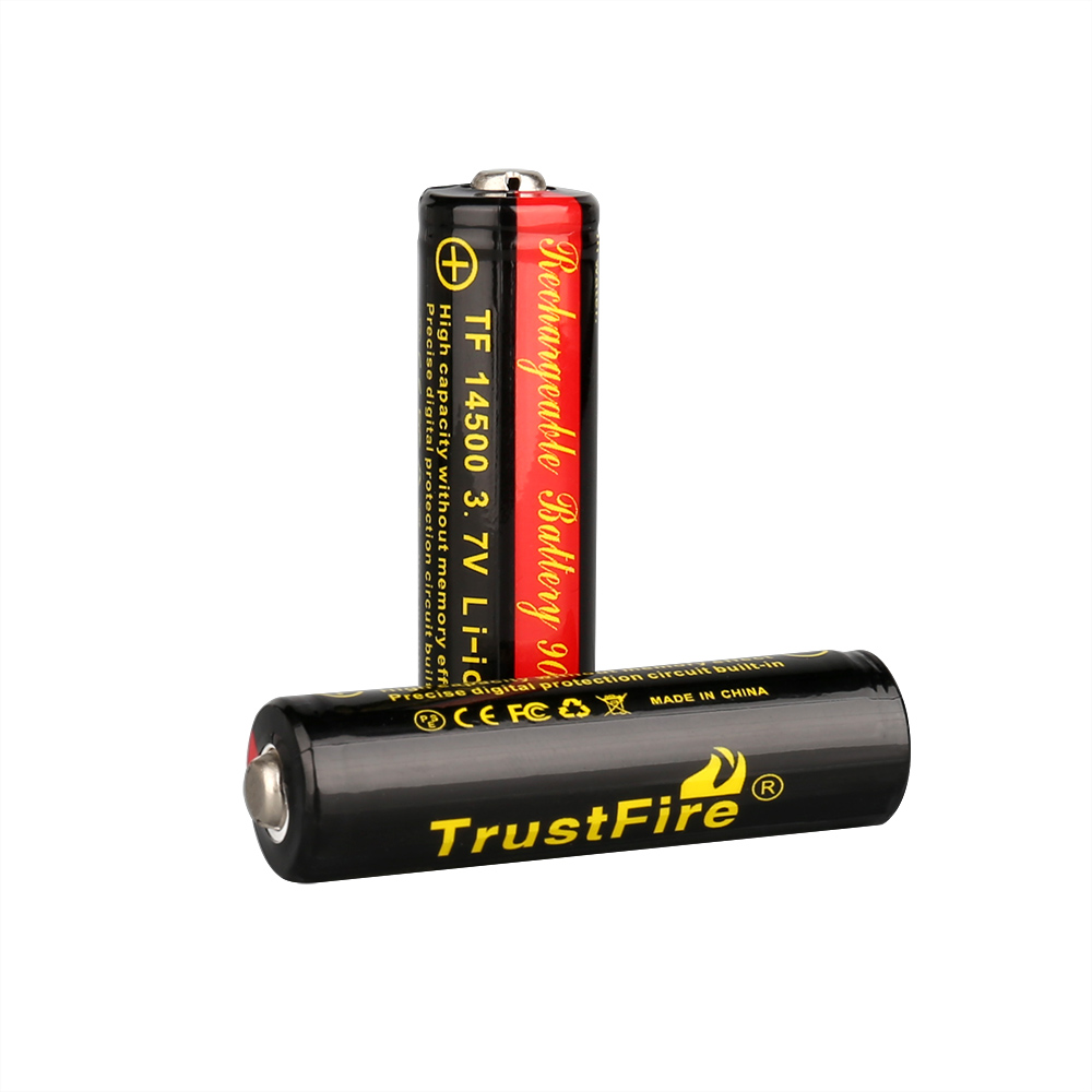2 stk / lot trustfire-beskyttet 14500 3.7v 900 mah genopladelige lithium-batterier