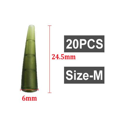 20 stk karpe fiske anti floke ermer myk gummi hale kjegler chod perler helikopter rigger karpe fiske metode matere tilbehør: 20 stk-l