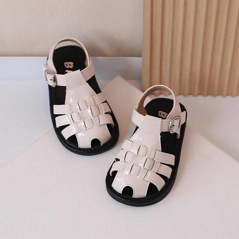 Baby Girls&#39; Baotou Sandals Summer 2022 Soft Bottom Liang Pi Woven Children&#39;s Beach Shoes 1-15 years old Boys School Loafers