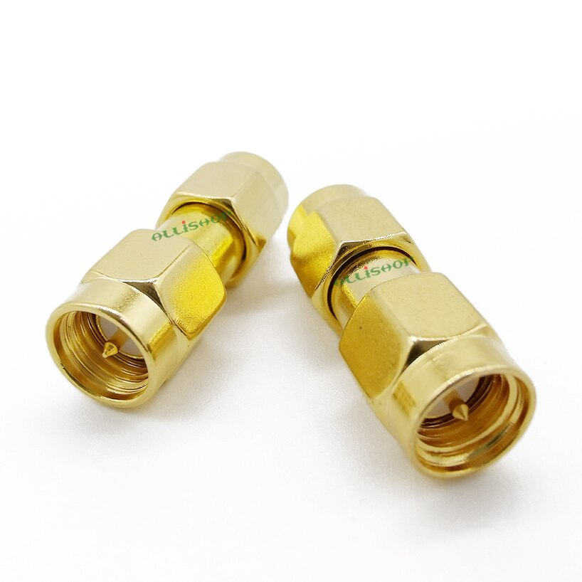 1Pcs Gold Tone Sma Male Naar Sma Male Plug Rf Coaxiale Adapter Connector Rechte Dubbele Sma Male Sma J/J Adapter