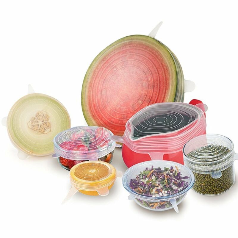 Couvercle universel en Silicone | Ensemble de 6 pièces/ensemble, couvercles extensibles réutilisables, bol d'emballage en silicone, couvercle de pot couvercle en Silicone, casserole de cuisine