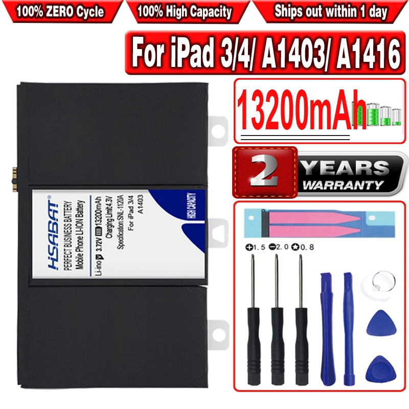 HSABAT 13200mAh Bateria do Tablet para iPad 3 4 iPad3 A1389 iPad 4 A1403 A1416 A1458 A1430 A1433 A1459 A1460 A1389 Series Laptop