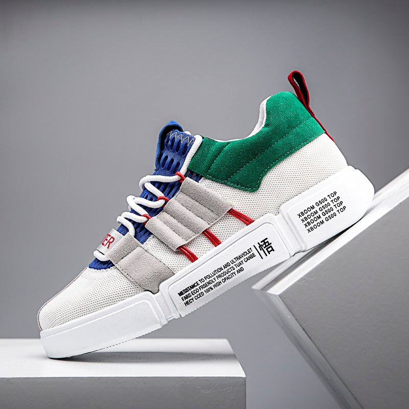 7 farver løbesko mænd blandede farver sneakers mand patchwork sportssko ungdom klassisk trend jogging fodtøj zapatillas: Blå / 7