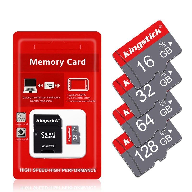 Tarjeta de memoria roja Clase 10, 128GB, 16GB, 32 GB, microsd, 64GB, Mini unidad flash, Tarjeta TF con adaptador gratuito