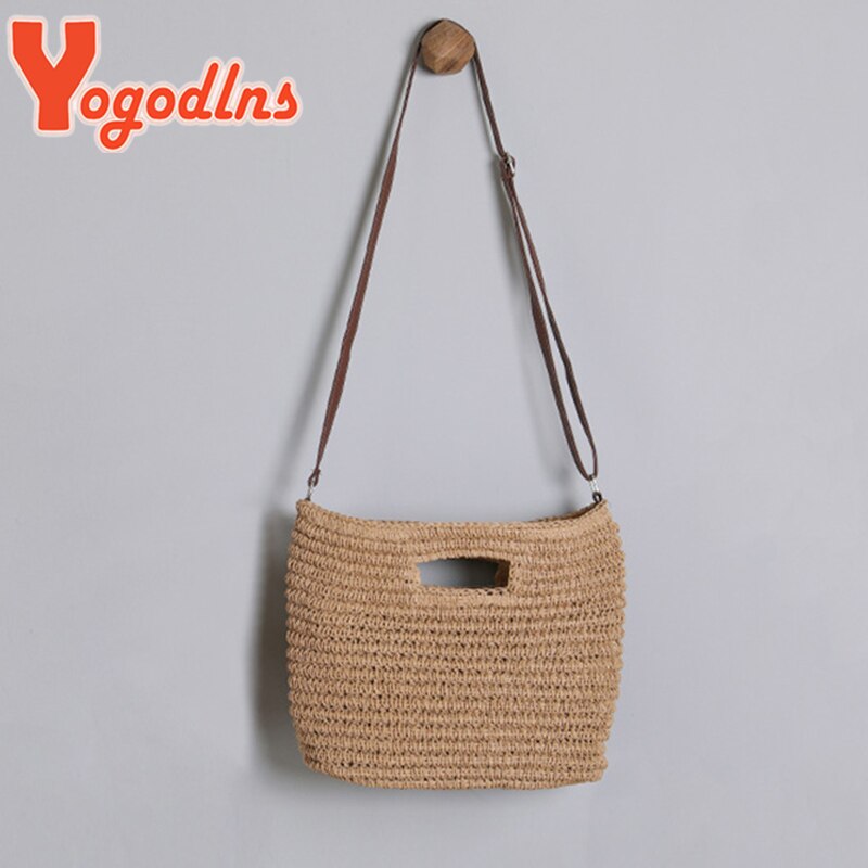 Yogodlns borsa Tote estiva in paglia per donna borsa con manico di grande capacità borsa da spiaggia in Rattan intrecciata borsa da viaggio per vacanze borsa Shopping