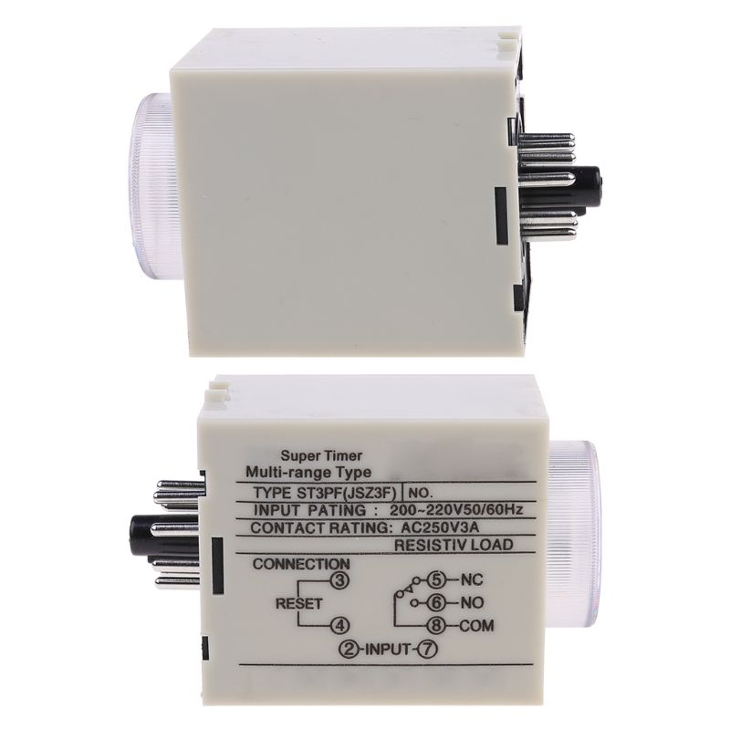 ST3PF Power Off Timer Delay Relay 220V Delay 0-5MIN Contact Rating AC 250V 3A