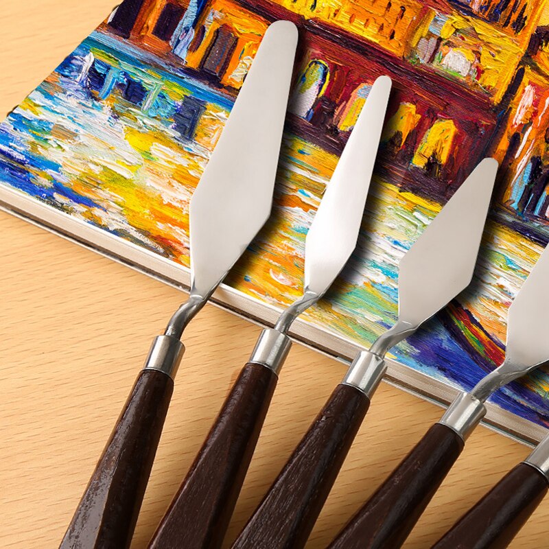 5 Pcs Painting Knife Set Stainless Steel Painting Mixing Scraper Artist Oil Painting Palette Knife Spatula Painting Art Drawing