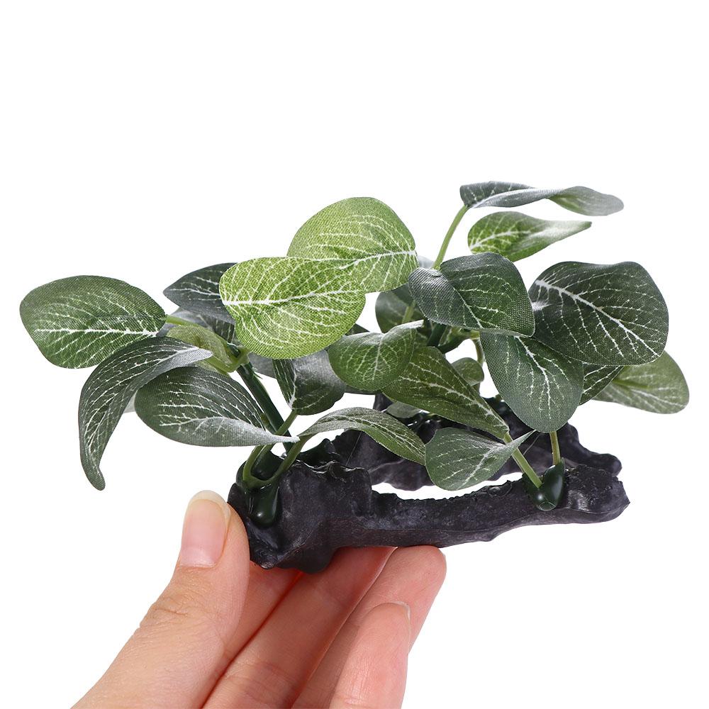 Dekorative Seide realistische Unterwasser für Aquarium Dekor grüne Schildkröte Glas Ornament Aquarium Pflanzen Ficus Baum künstliche Pflanzen