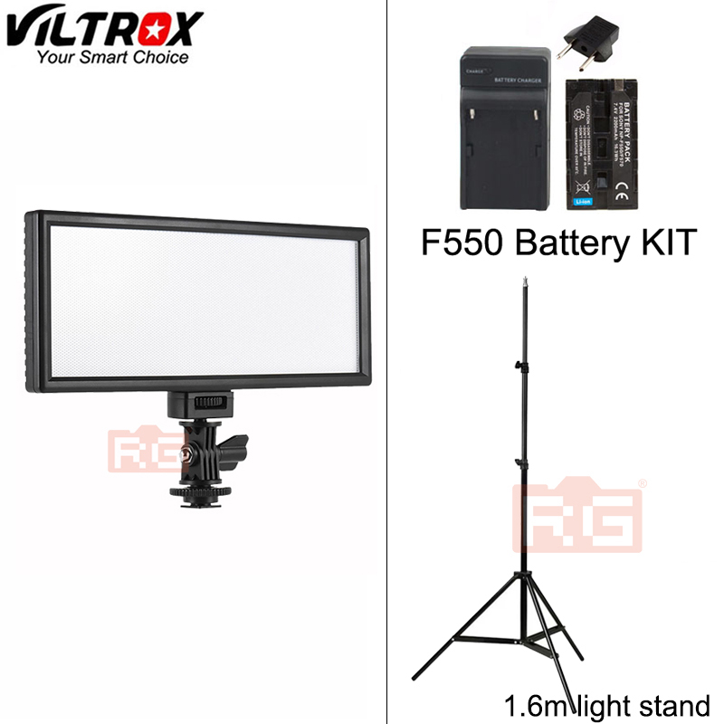 Viltrox  l132t led video lys ultra tynd lcd skærm bi-farve og dæmpbar dslr studio lys lampe panel til kamera dv videokamera