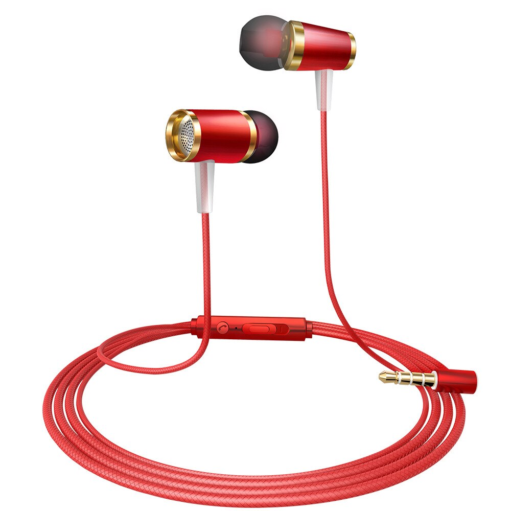 Auricolari In-Ear in Rete Metallica - Modello Q6 - Universali K Song & Gaming - Texture Metallo Spazzolato: Borsa Rossa Cinese