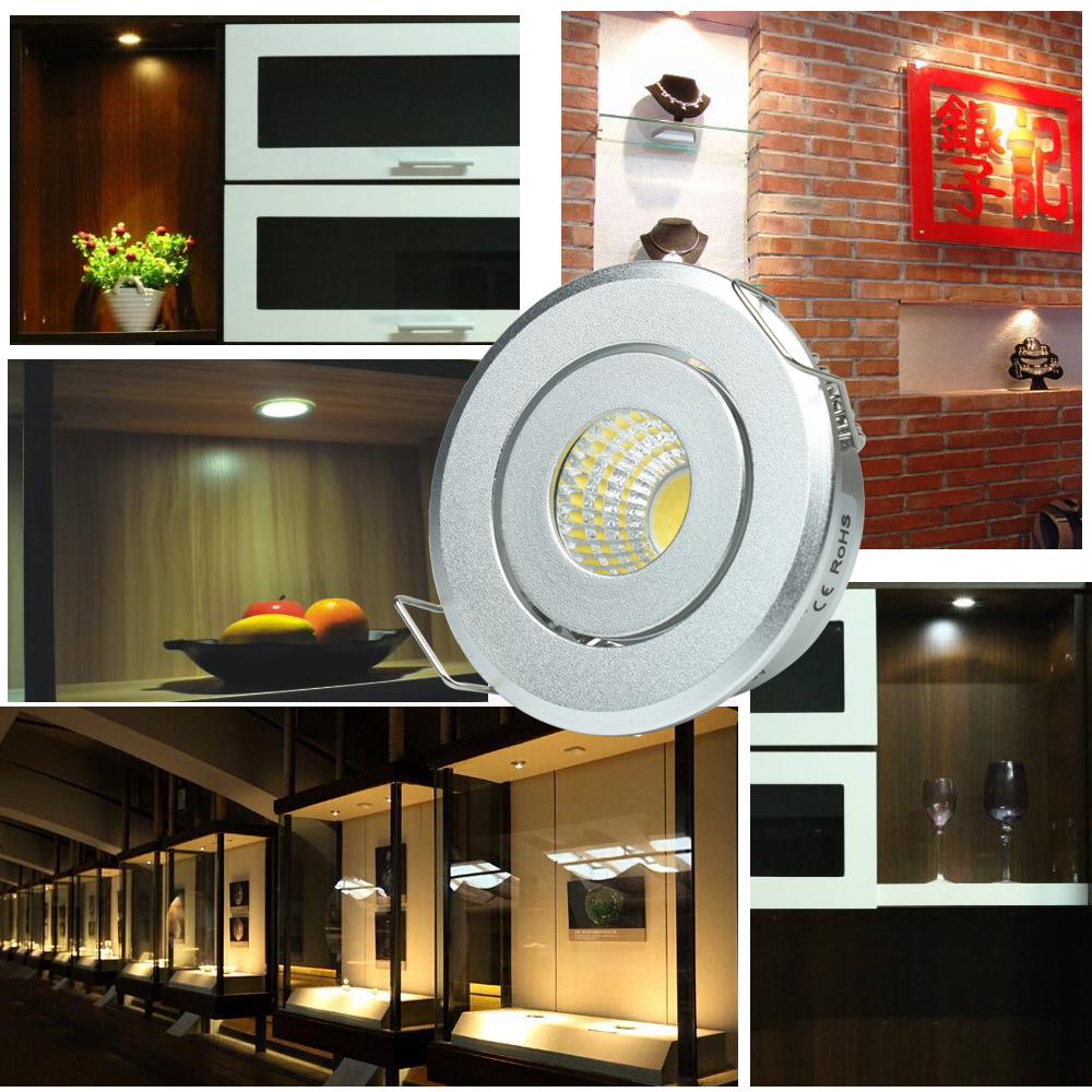 10pcs 1W 3W LED Recessed Down light Spot Ceiling Light Small Size Cut 40-45mm White Silver White Finish Full Aluminum