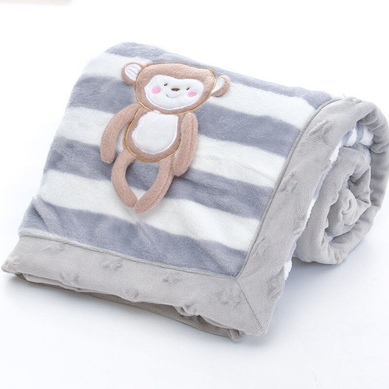 Baby Deken Pasgeboren Beddengoed Deken Leuke Cartoon Coral Fleece Baby Inbakeren Super Zachte Baby Wrap Infant Kids Deken 75*100Cm