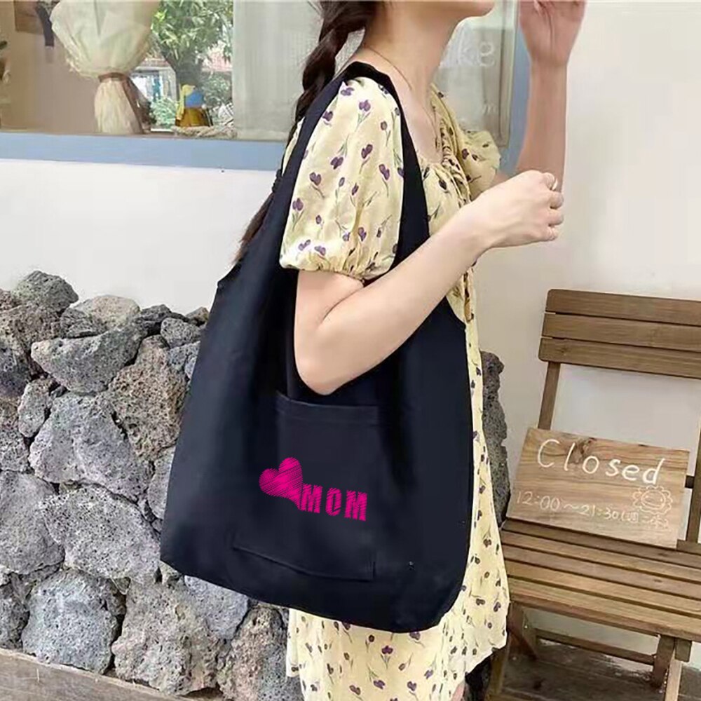 Canvas Tas Vrouwen Boodschappentassen Commuter Shopper Vest Bag Mom Serie Kruidenier Eco Handtassen Student Tote Bag Tassen Voor vrouwen
