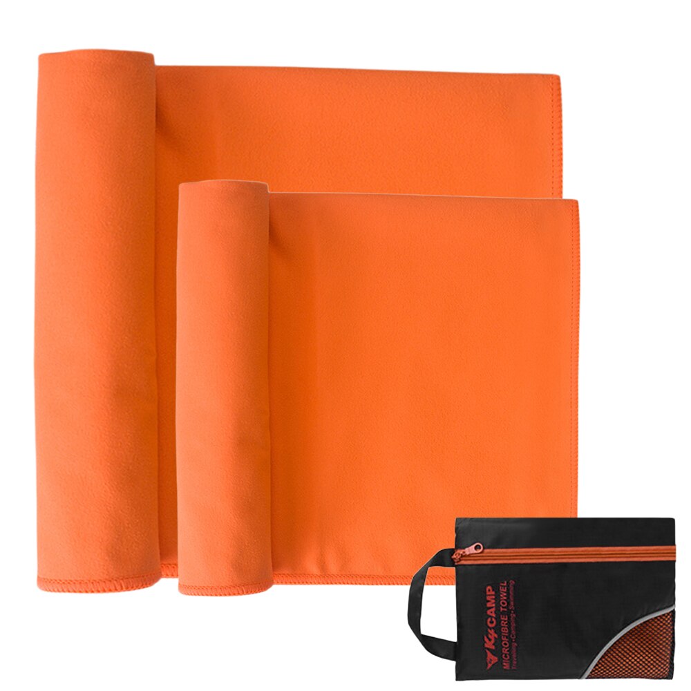 2 stk reisehåndkle sett hurtig tørk mikrofiber badehåndkle håndkle sett for gym sport camping yoga fitness dusj badehåndkle: Oransje