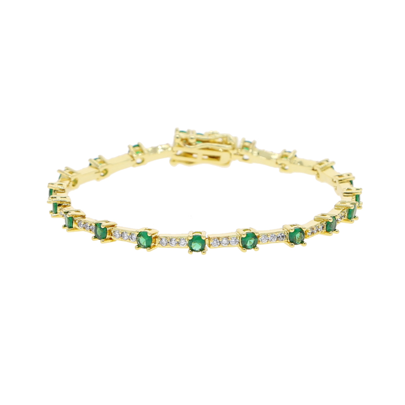 Geometrische CZ Tennisarmbanden voor dames met veelkleurige stenen Verguld met 17 cm ketting Mode Damessieraden Trending: Licht Geel Goud Kleur