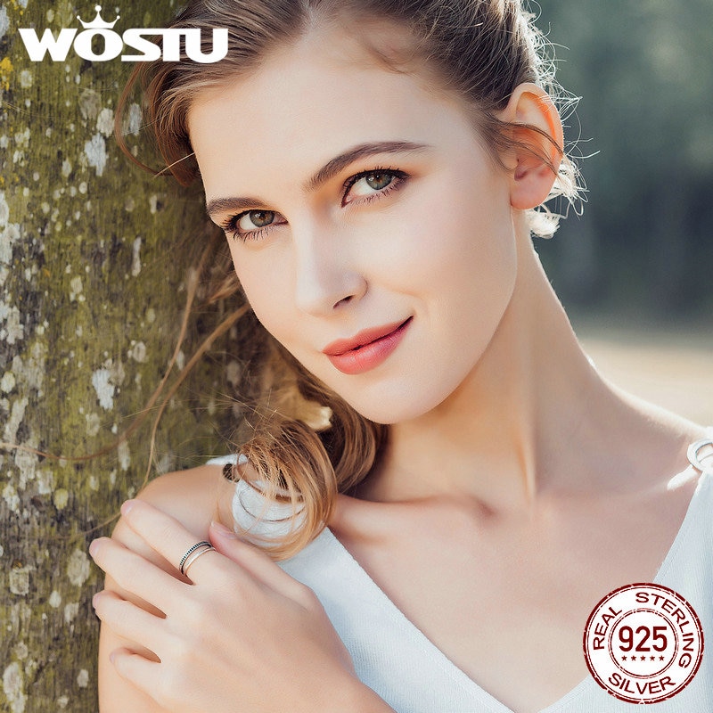 WOSTU nouvelle 100% 925 argent Sterling noir et blanc mouvement anneaux empilables pour les femmes de luxe S925 bijoux CQR082