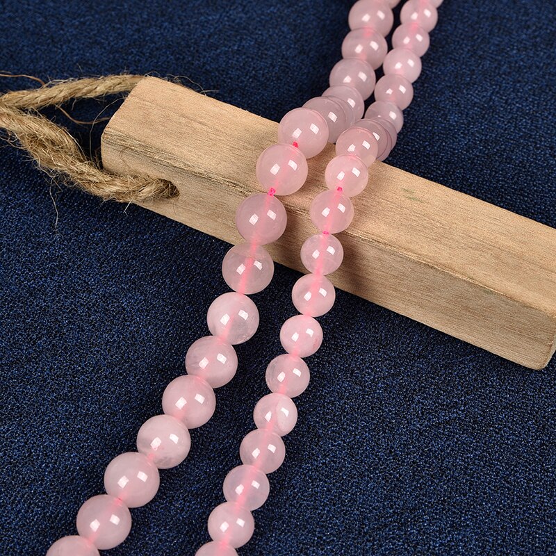 Licht Roze 4/6/8/10/12/14mm Crystal Rose Quartz Kralen Maken Ketting ketting 15inch Valentijnsdag H269