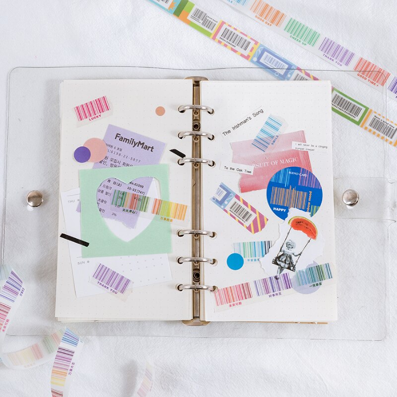 12 stuks/partij barcode serie sticker diy sticker papier decoratieve tape papier zwavelzuur papier tape