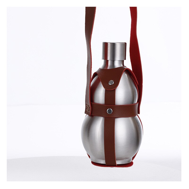 Gourde en acier inoxydable, flacon d&#39;alcool, étui en cuir, grande capacité, Portable, pour voyage, 250ML, 500ML, 1500ML