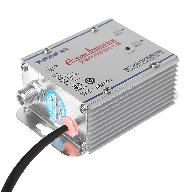 220V 2 Way CATV Cable TV Signal Amplifier AMP Antenna Booster Splitter Set Broadband Home Tv Equipments 45Mhz to 860MHz
