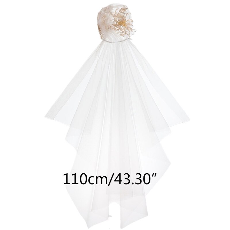 Women Lace Edge Short Wedding Veil Cathedral Ivory Bridal Headdress Bride Marriage Accessories