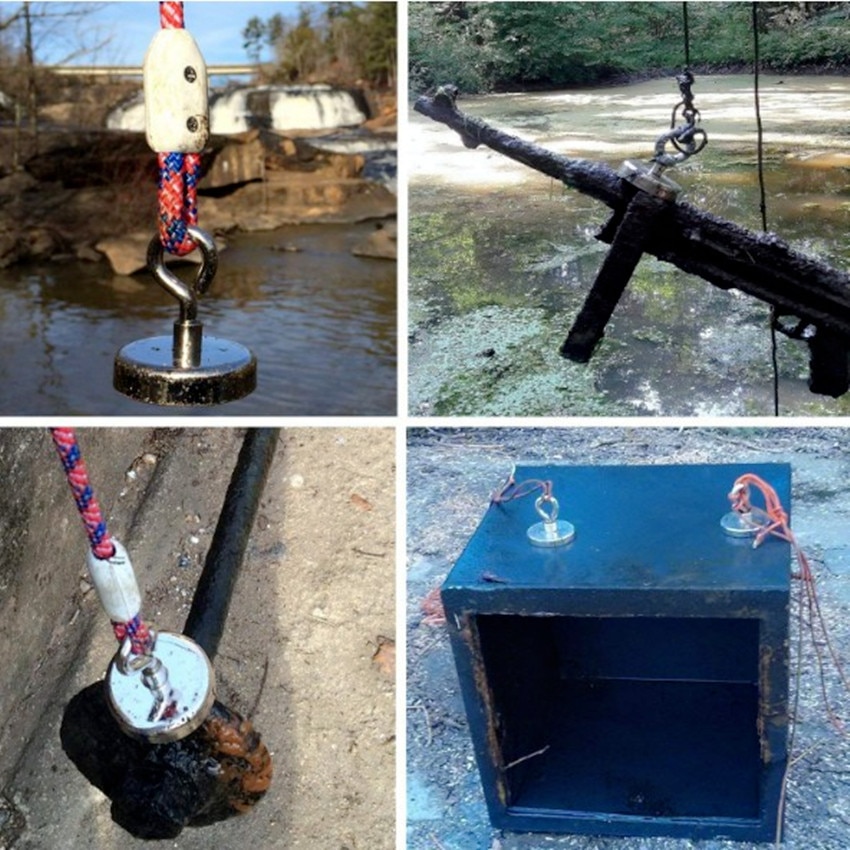 Fiskemagneter dia . 48 60 75mm lyftande neodymmagnet med nylonrep 60-150kg som drar perfekt för bärgning eller magnetfiske