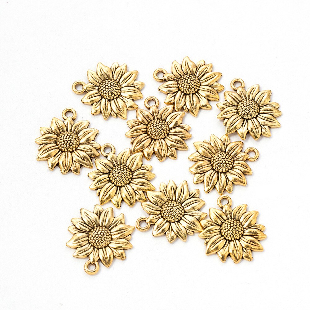 10 Stck Gold Sonnenblumen Diy Zubehör Anhänger Halskette für Frauen Schmuck ErkläSprosse Klassische Weibliche Dekoration Halskette: Default Title