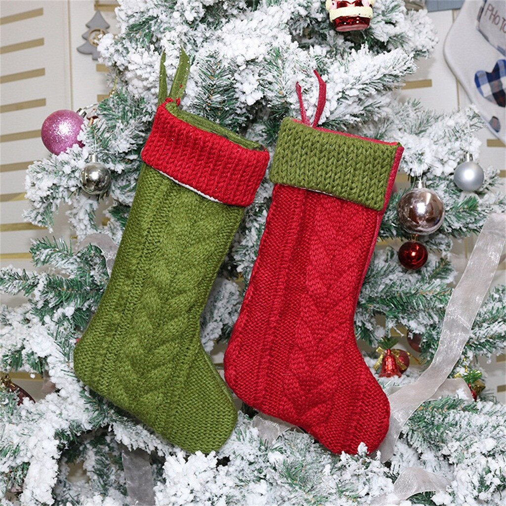 Kerst Kousen 12 inches Knit Kerst Kousen voor Seizoen Decor Xmas Boom Ornamenten Party Kids Bags # SS