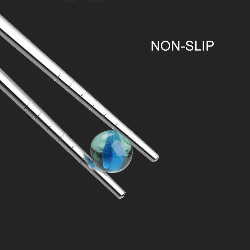 1/2/ 5 Pairs Stainless Steel Chopsticks Set Chinese Metal Non-slip Chopstick Kit Reusable Food Sushi Sticks Kitchen Tableware