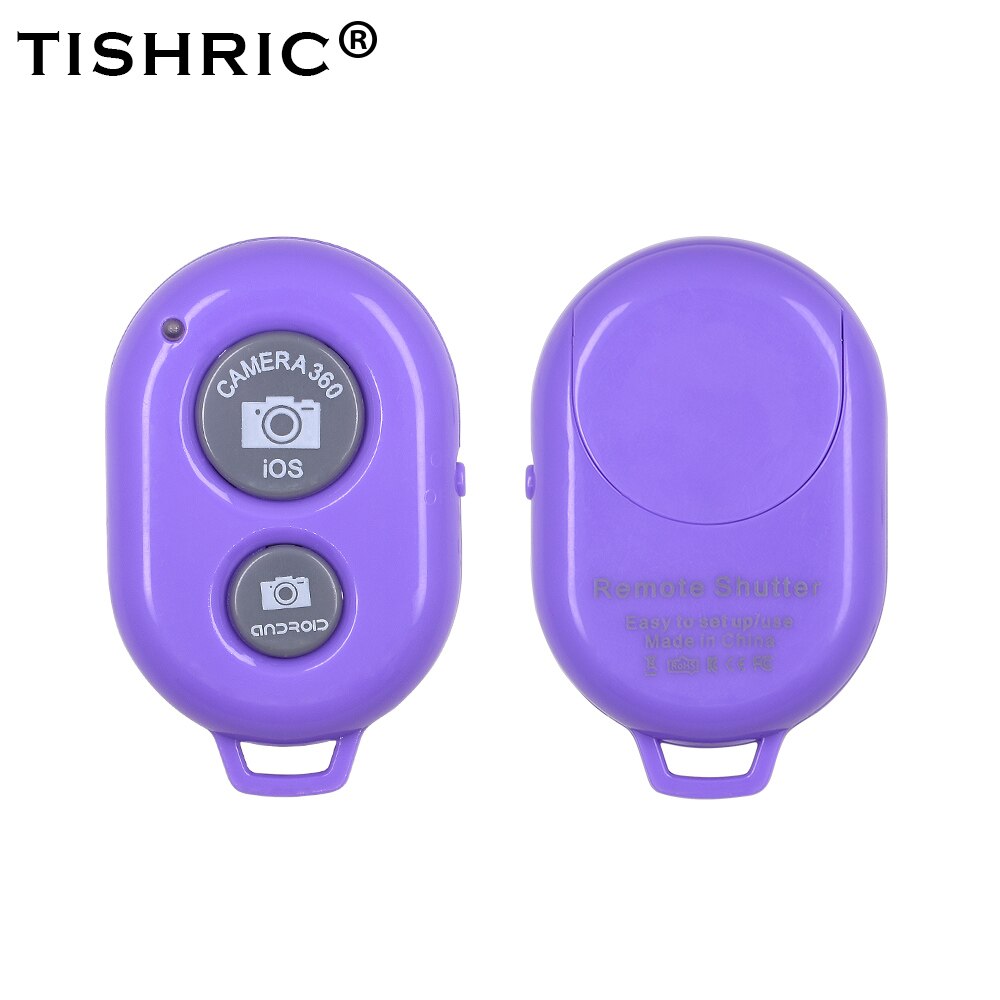 Tishric sem fio bluetooth obturador de controle remoto bluetooth auto temporizador para tripé do telefone móvel selfie vara controle remoto: Purple