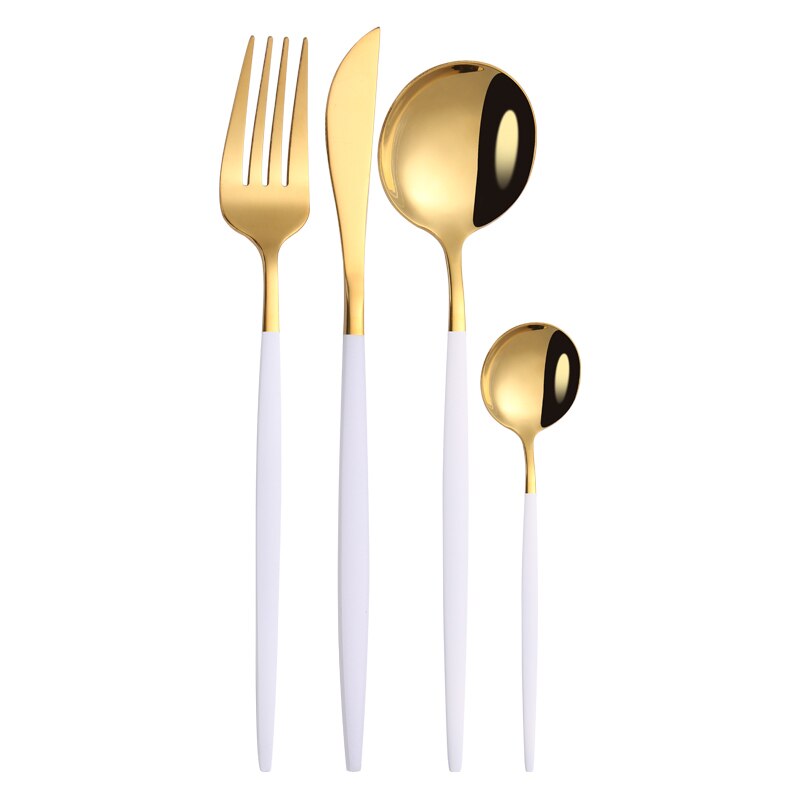Hjem spisestel sæt guld 18/10 rustfrit stål bestik sæt gaffel ske kniv opvaskemaskine tåler sølvtøj bestik sæt