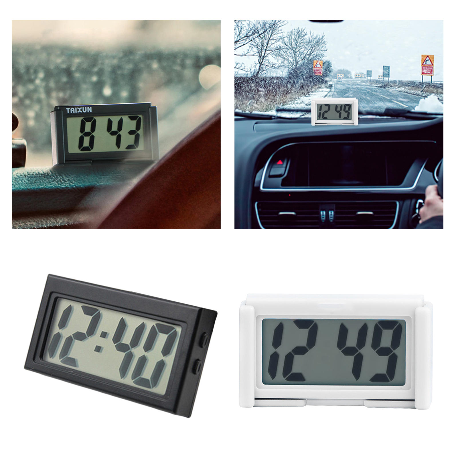 Mini horloge de tableau de bord de voiture, support Auto-adhésif Durable, horloge numérique électronique pour voiture