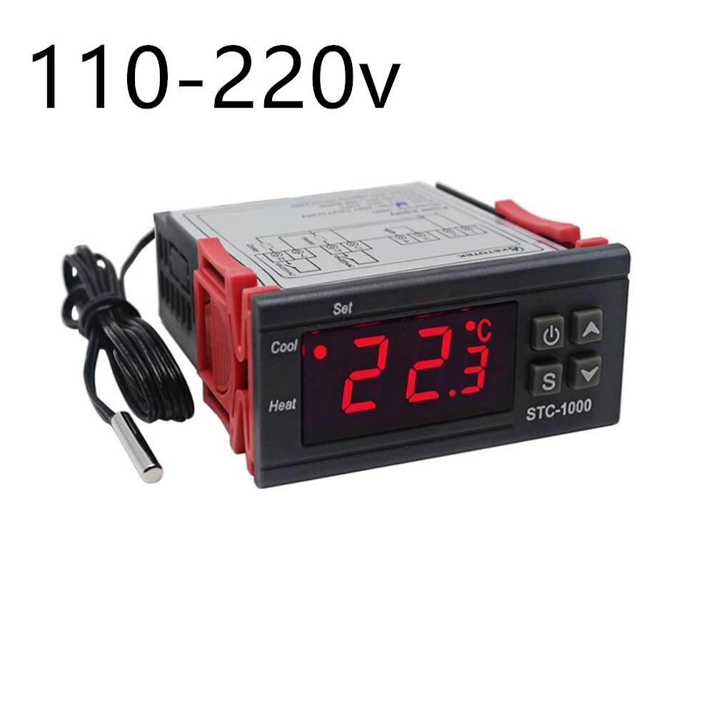 STC-1000 12v 24v 220v digital controlador de temperatura termostato termorregulador incubadora relé 10a led aquecimento refrigeração stc1000: 110-220V