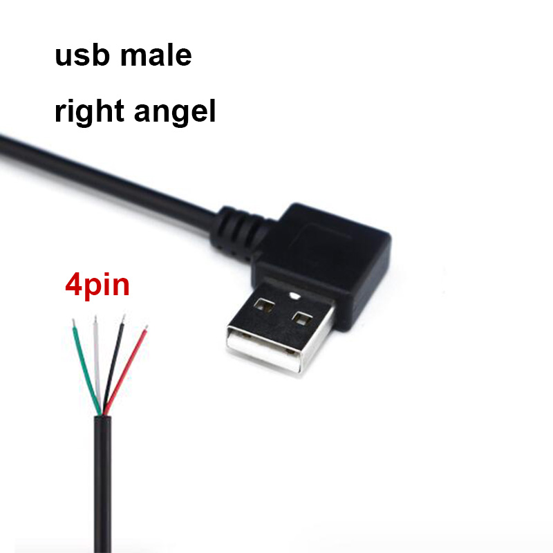 2 4 núcleos 0,3 M USB 2,0 tipo A macho hembra 2 pines 4 pines micro USB DIY conector reparación Cable de soldadura adaptador de fuente de carga de energía: Rojo