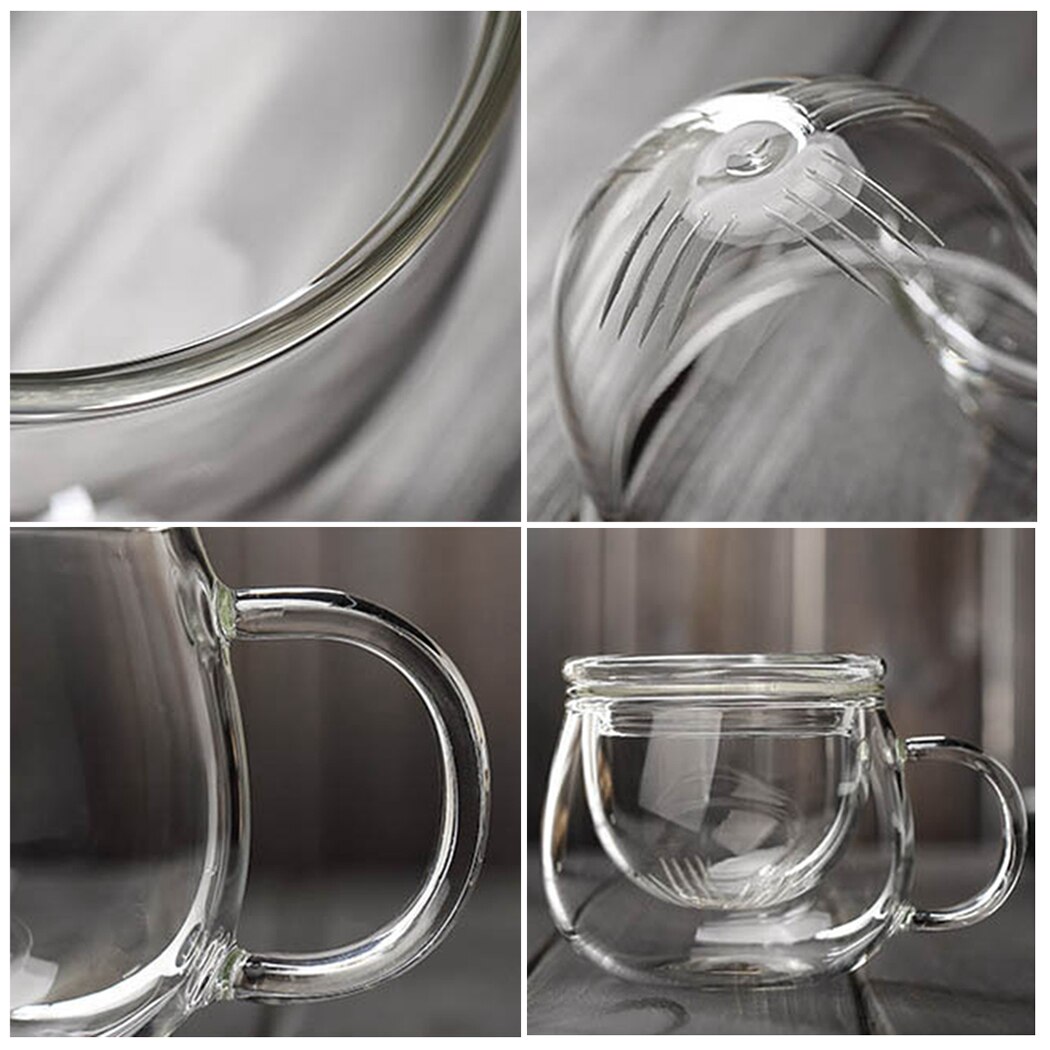 Transparent Glass Tea Cup Drinking Utensils Classic Heat-Resistant Glass Cup Glass Tea Mug Glass Coffee Mug With Lid