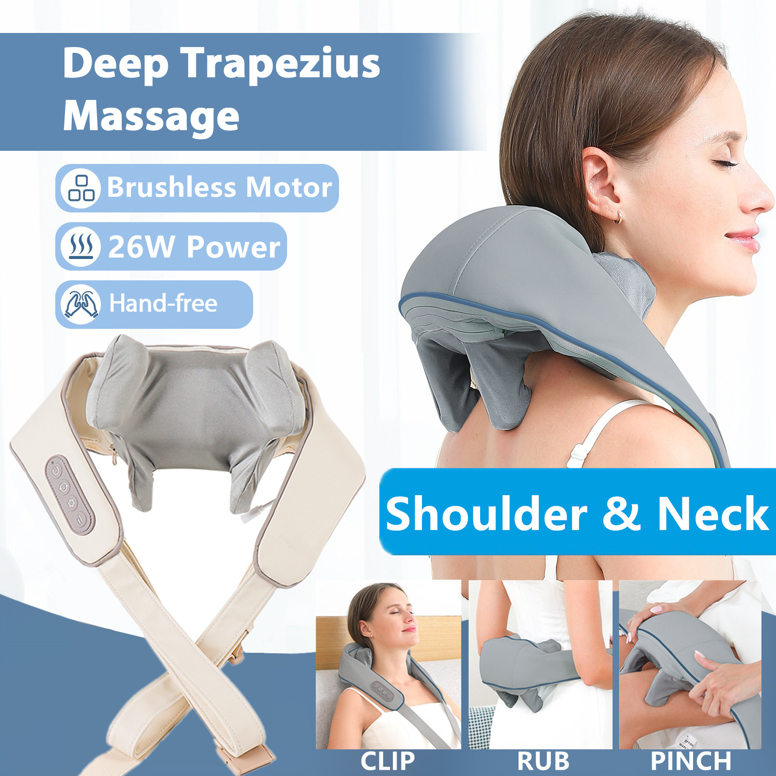 Foreverlily-Châle de massage cervical sans fil, masseur de cou initié, pétrissage du dos, assemblage Ezius, 26W
