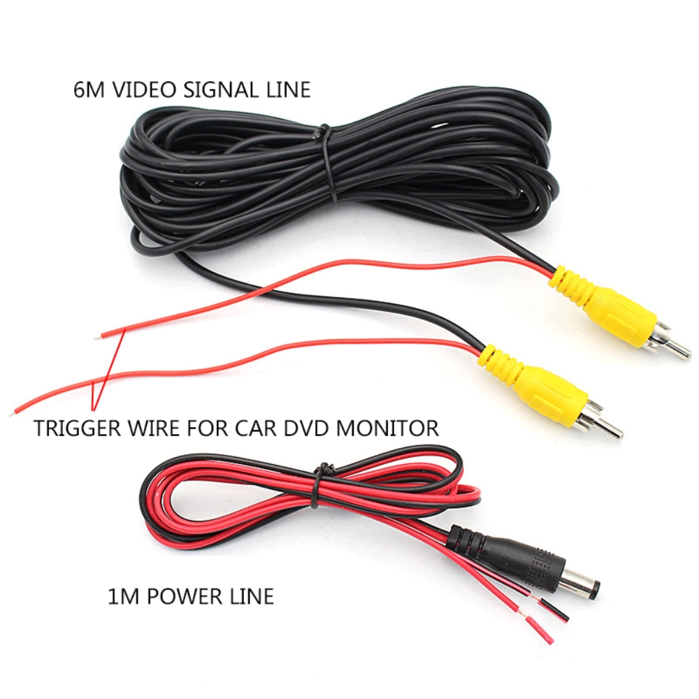 Câble vidéo universel de 6M pour caméra de recul de voiture, fil RCA de 6 mètres pour connecter une caméra de recul avec moniteur multimédia de voiture