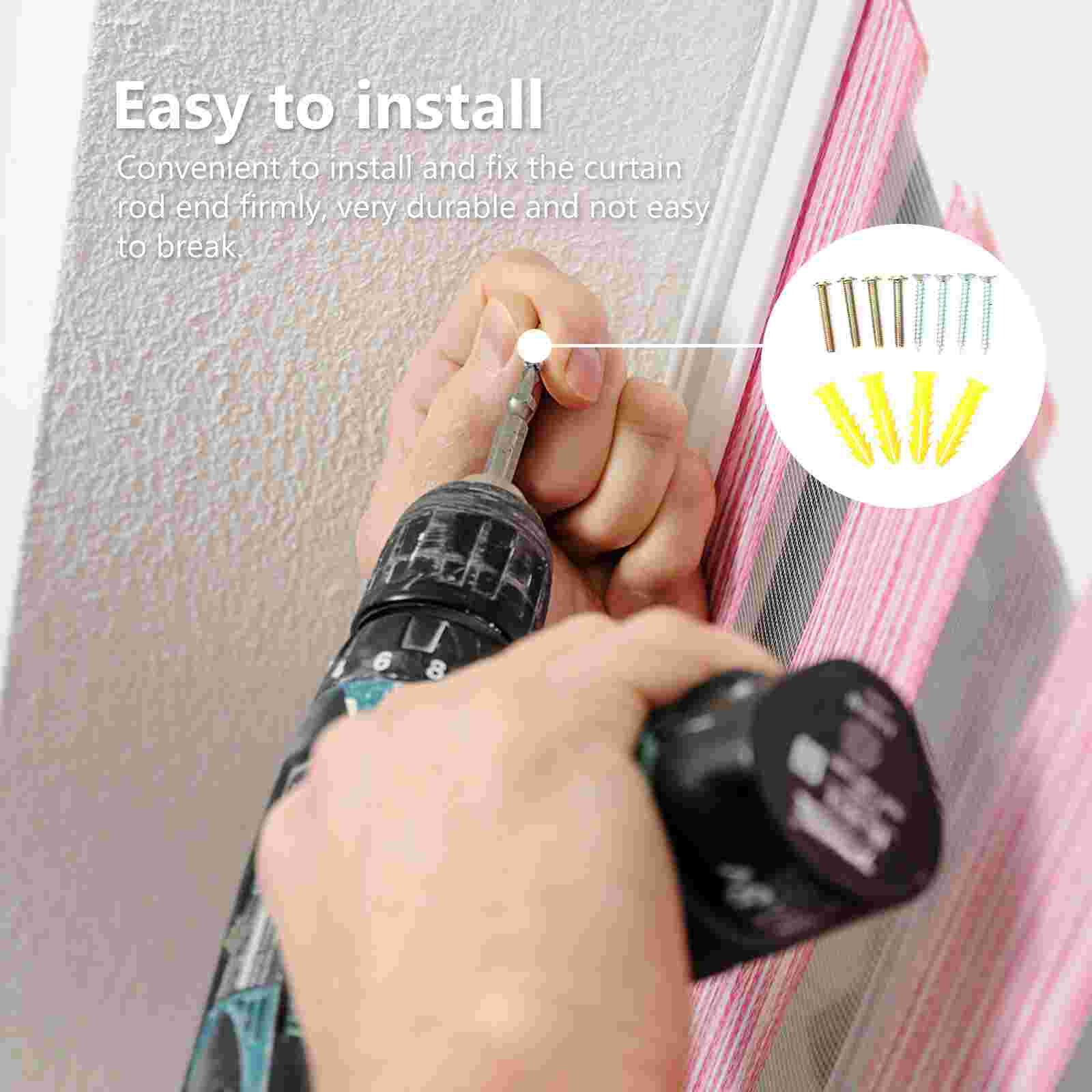 2Pcs Wooden Curtain Rod End Shower Curtain Rod Holder Rod Holder Curtain Support