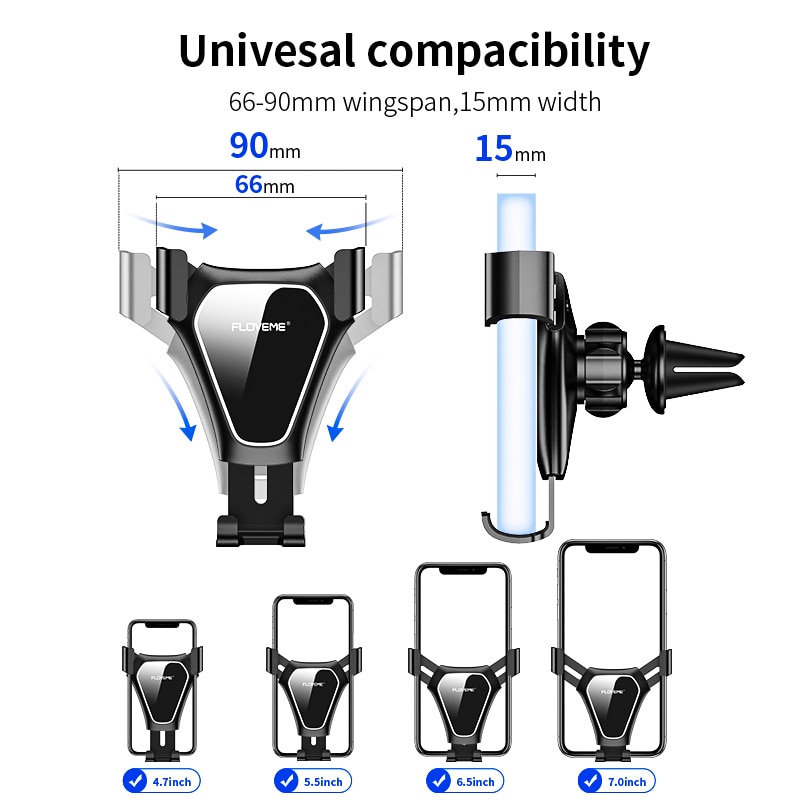 FLOVEME-Soporte de teléfono de gravedad para coche, soporte de ventilación de aire para teléfono móvil, soporte de teléfono móvil para coche, compatible con teléfono inteligente Voiture