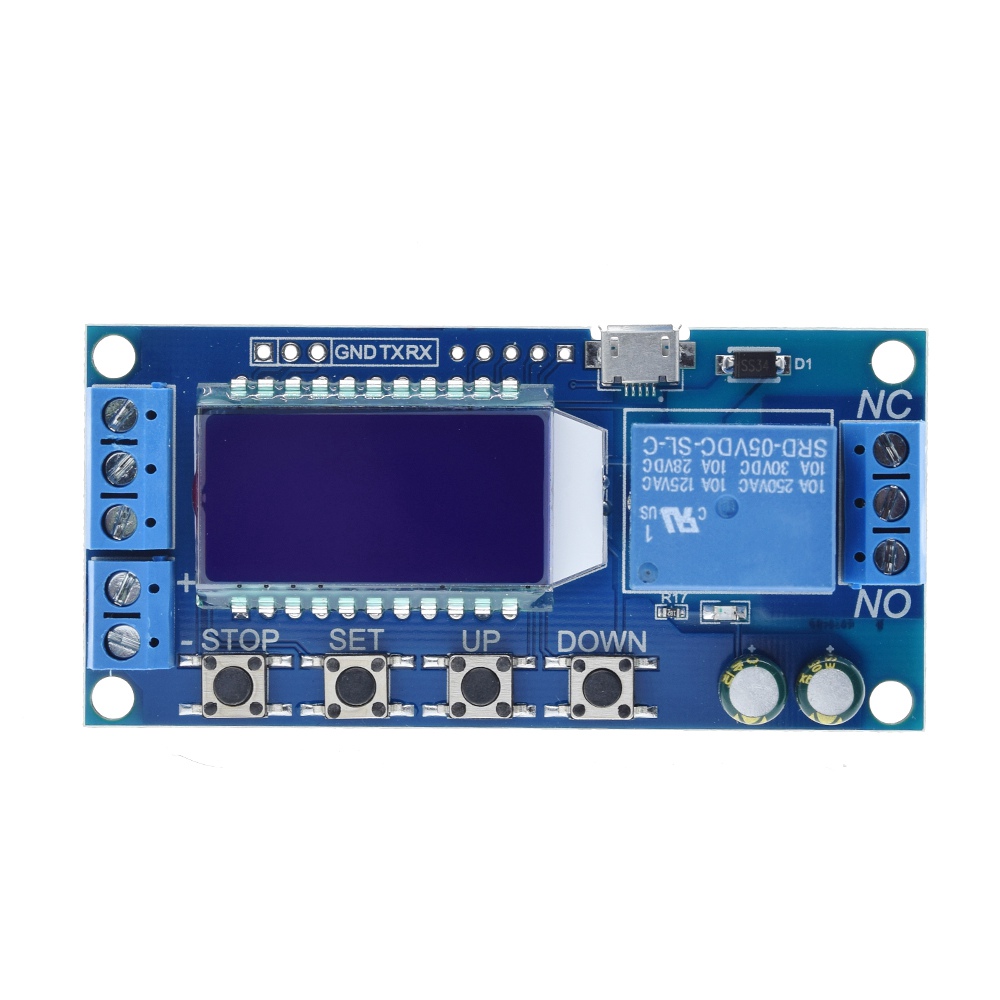 6-30V Micro Usb Digitale Lcd Display Tijdrelais Module Controle Tijdschakelaar Trigger Cyclus Module XY-LJ02