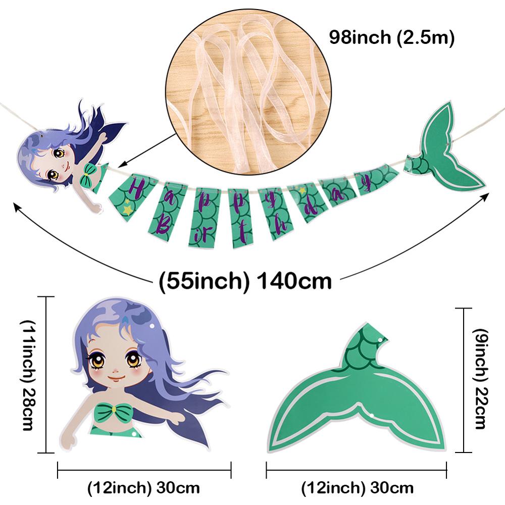 Ourwarm Onder De Zee Party Decoratie Mermaid Thema Diy Game Glitter Stickers Verjaardag Banner Kids Oceaan Feestartikelen: 1 pc banner