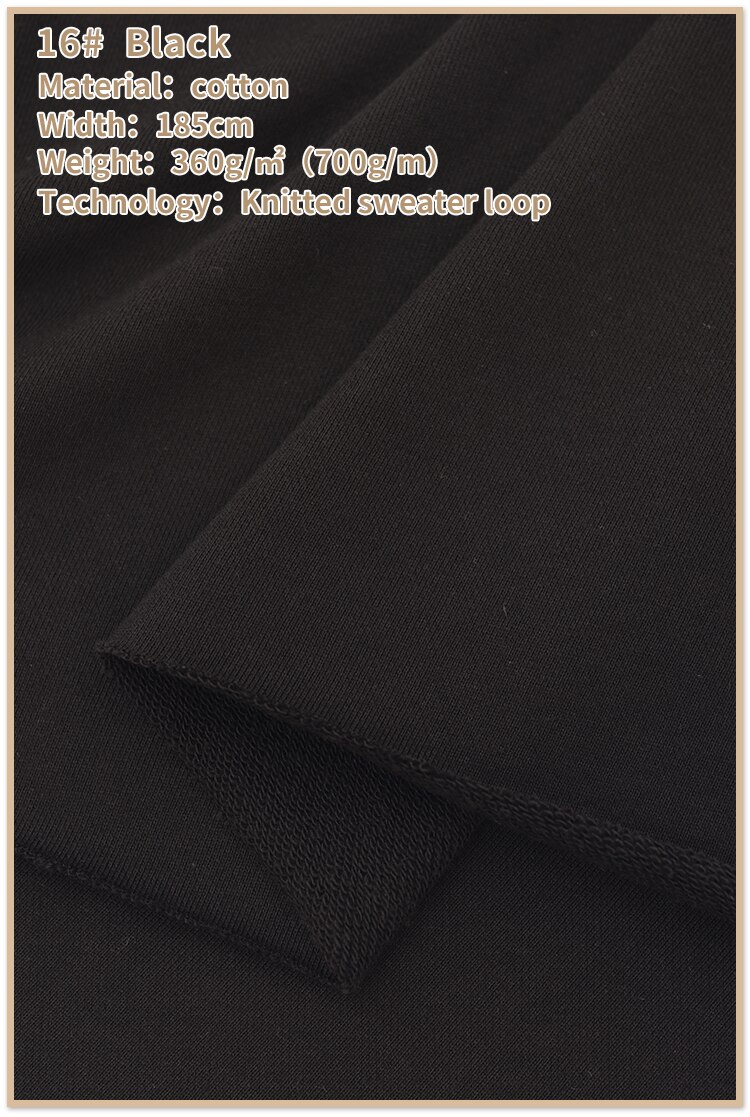 Fransk frotté bomuldsstof slidbestandigt bomuldsstof kraftig sweatshirtstof til hættetrøje 185 x 50cm: 16
