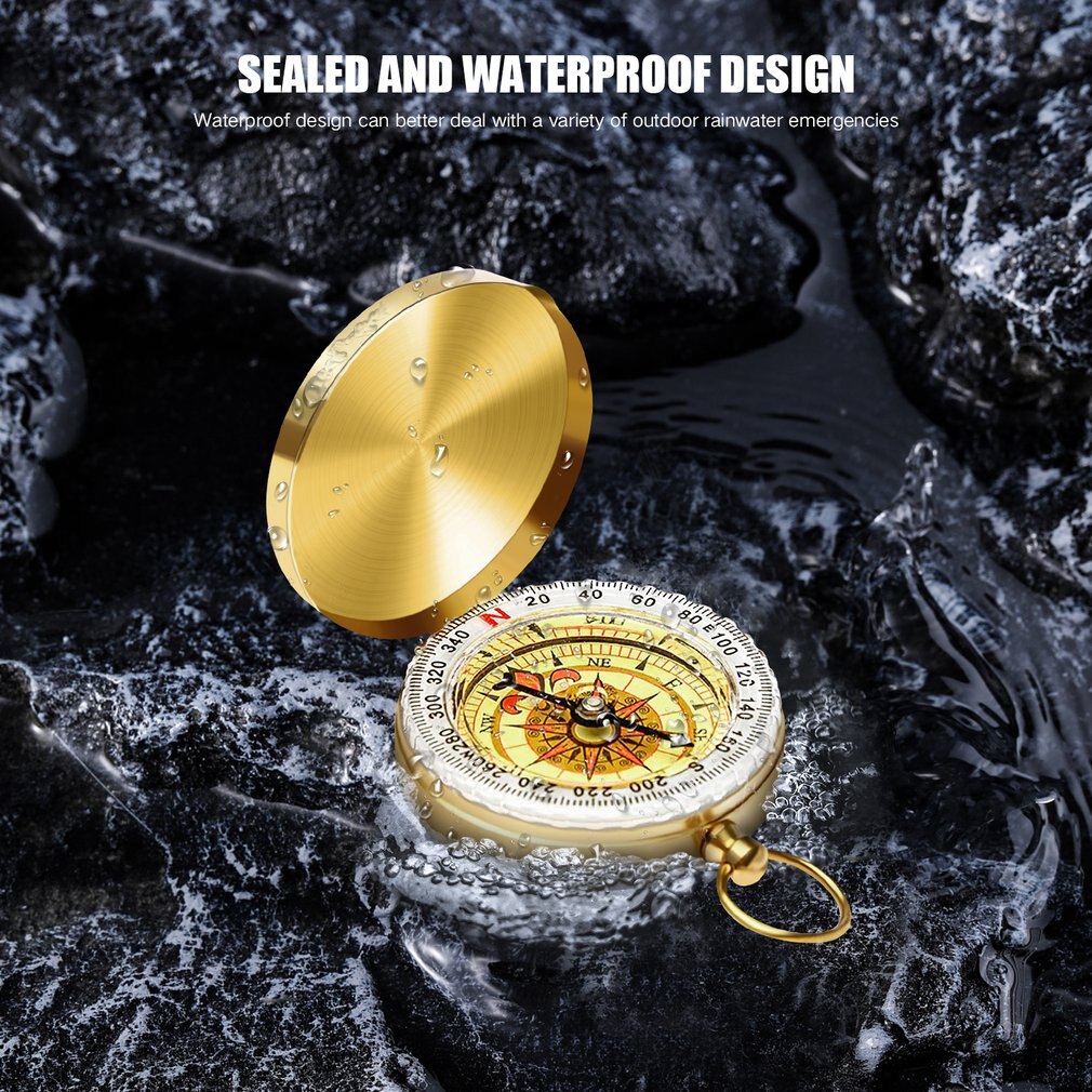 Camping Hiking Pocket Brass Golden Compass Portable Compass Navigation for Outdoor Activities