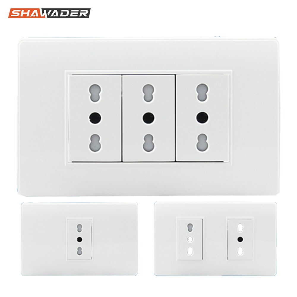 Wall Sockets Italy Plug EU Outlets 1/2/3 Way Italian Electrical Power Socket Ground PC Panel Flame Retardant Material Outlet
