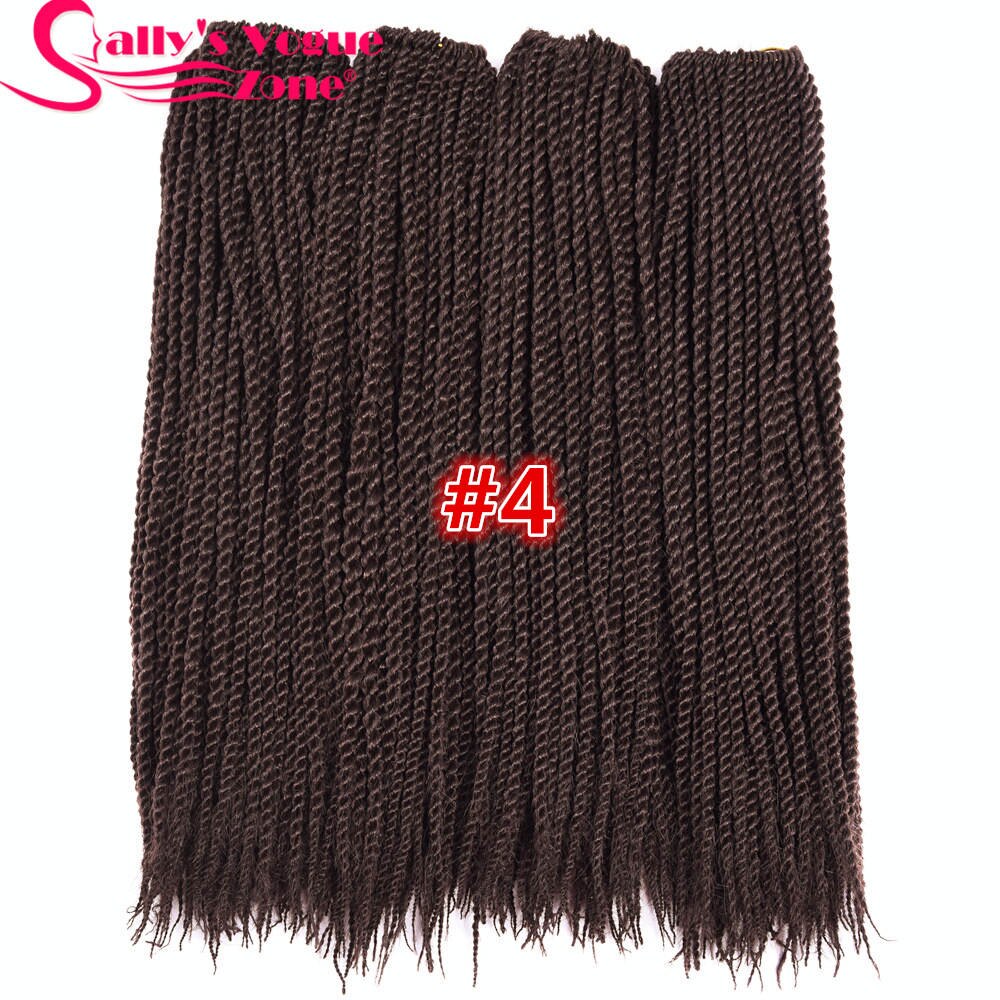 5 pakkausta/erä sallyhiukset pienet senegalilaiset virkatut punokset hiukset 18 " 2x virkatut letit 30 juuria/pakkaus synteettiset ombre-punokset: #4
