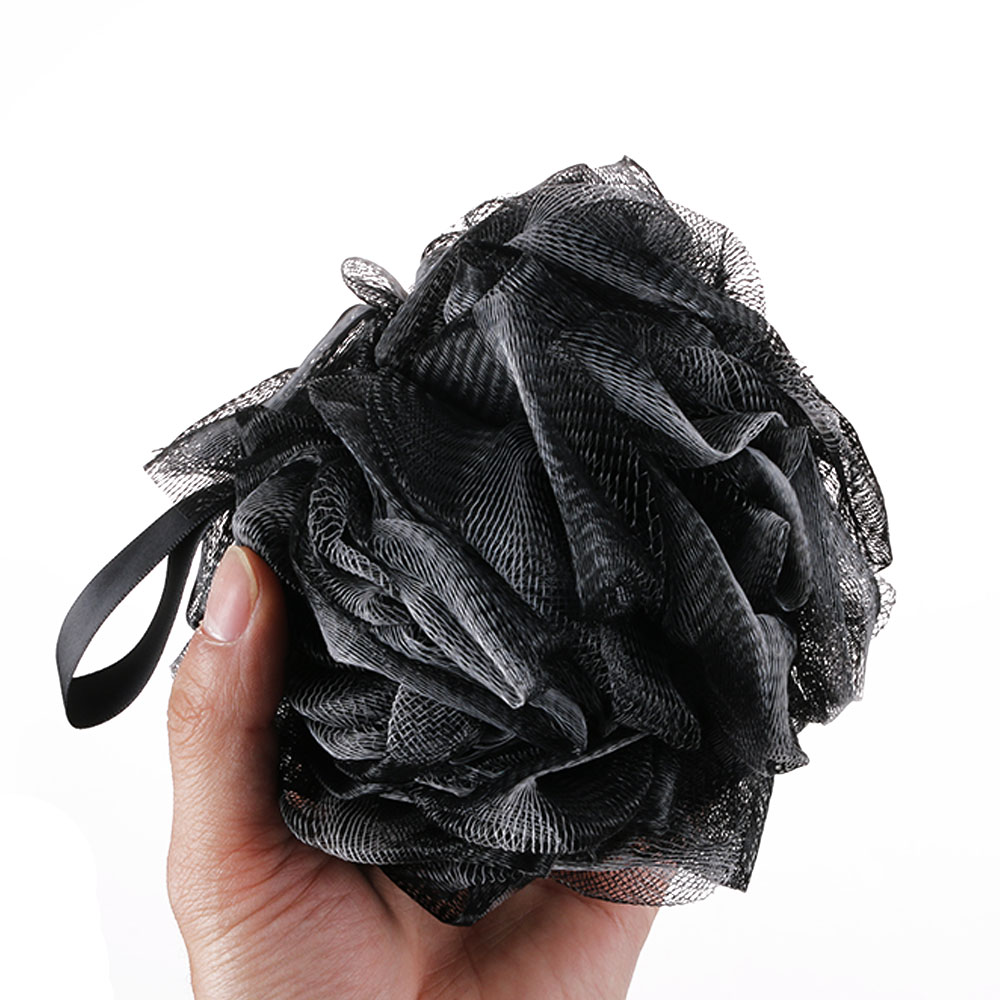 1PC Black Luxury Loofah Shower Pouf Sponge Exfoliating Mesh Pouf Washing Cleaning Sponge bathroom supplies