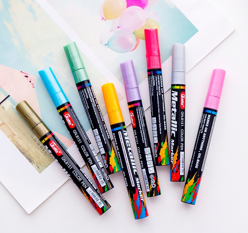1Pcs Water-based Paint Metal Marker Pens Sharpie 3.0mm Gold Silver Ceramic Rock Glass Porcelain Mug Wood Fabric Canvas Painting