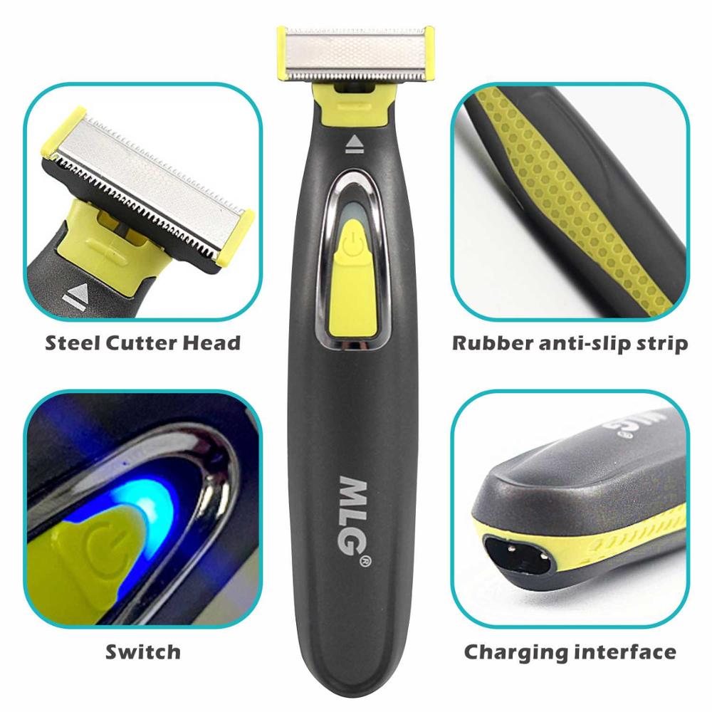 MLG lavabile ricaricabile rasoio elettrico barba rasoio corpo Trimmer uomini rasatura macchina capelli cura del viso pulizia